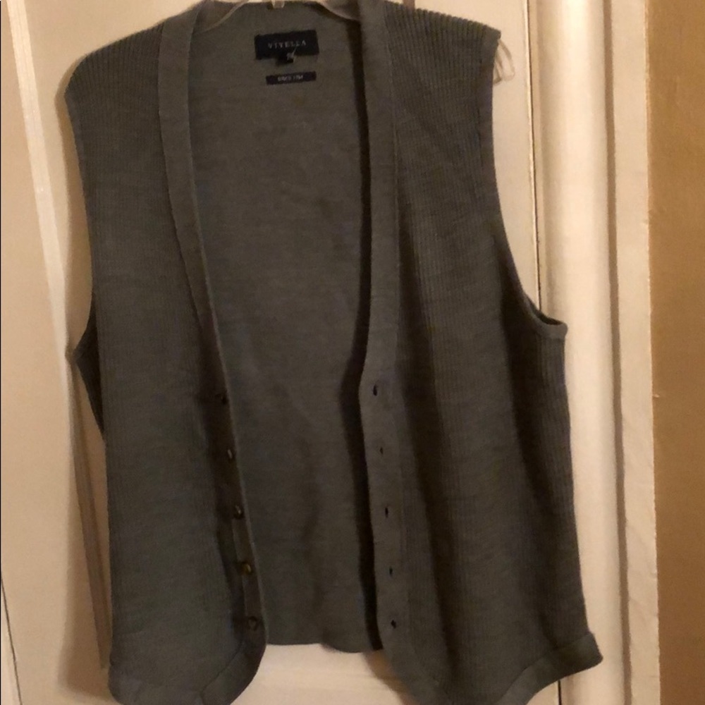 Viyella Merino Wool Mr. Roger’s Style Button knit Sweater Vest Men’s Large